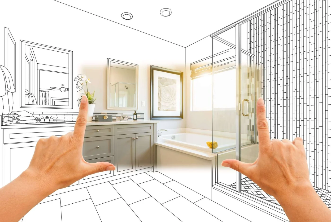 Contractor framing custom master bathroom remodel design in Jericho near Kansas City