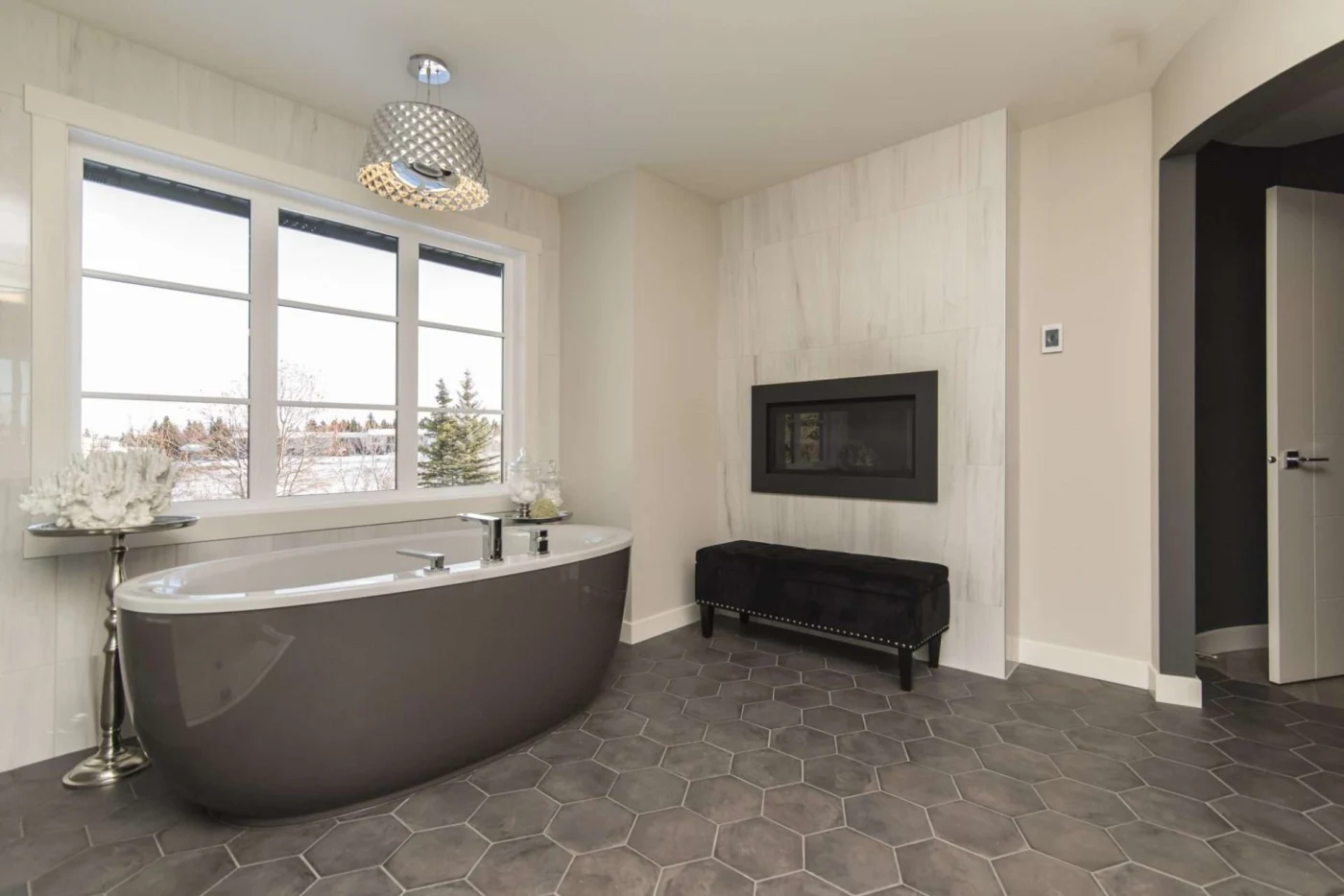Modern Bathroom with Smart Design and Technology Enhancements Sleek, modern bathroom showcasing smart use of space and technology for a larger layout