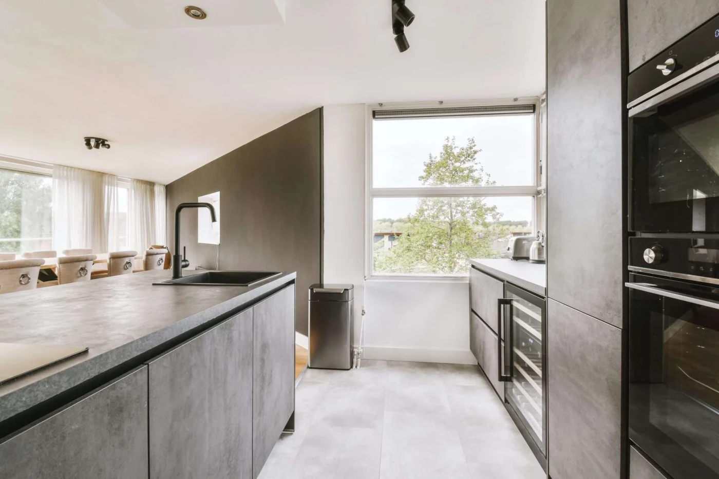 Interior of a modern bathroom, symbolizing home renovation planning on a tight budget