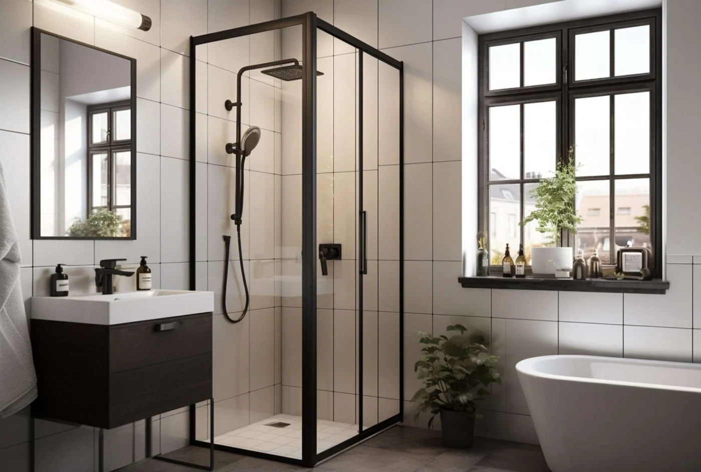 Modern small bathroom layout ideal for a tub-to-shower conversion in Olathe, KS home