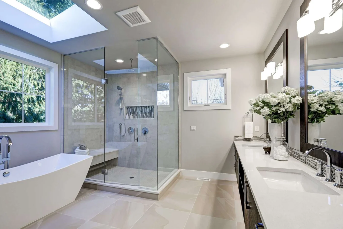 A newly remodeled bathroom in a home