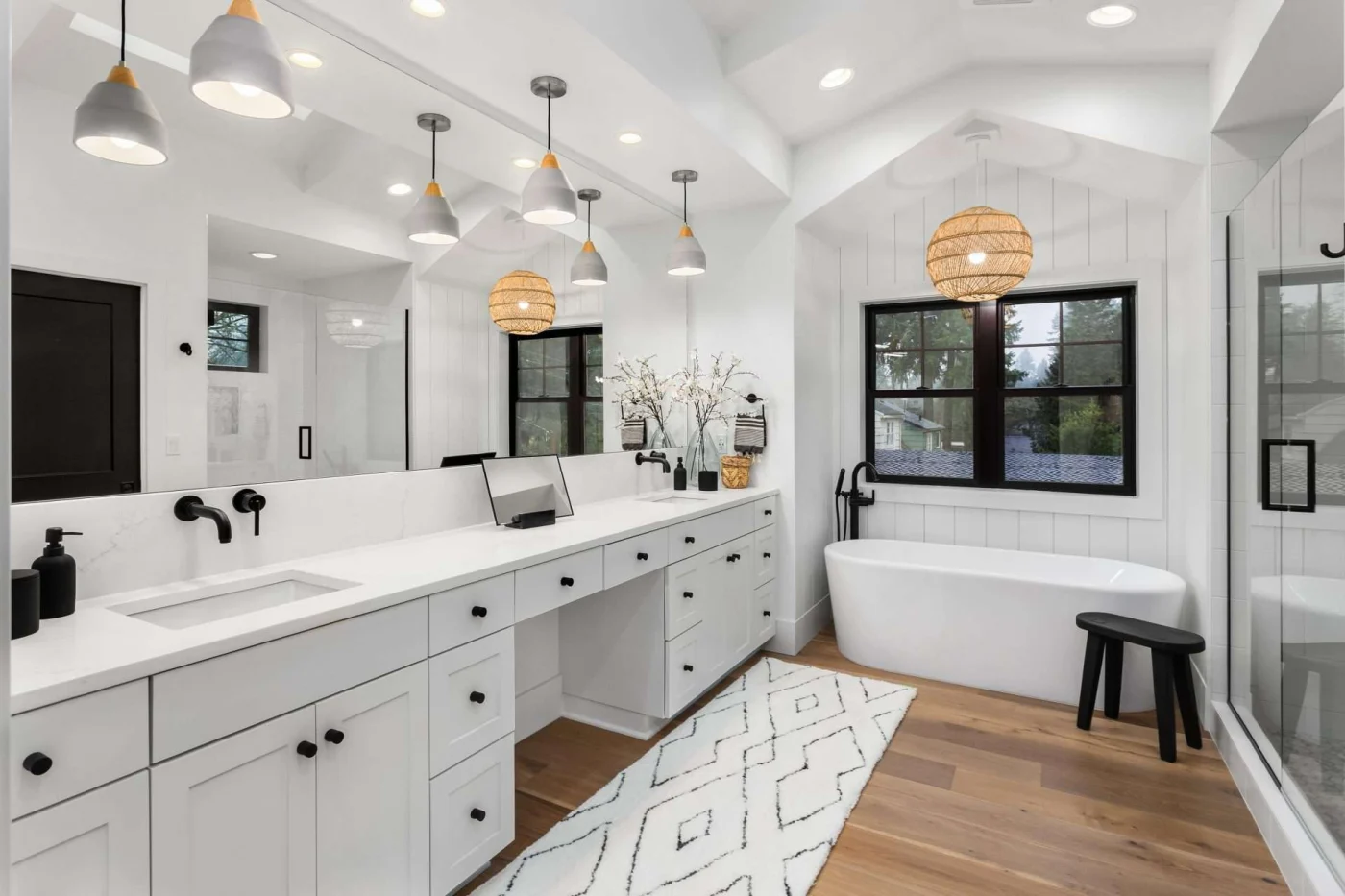 A newly remodeled bathroom in a home