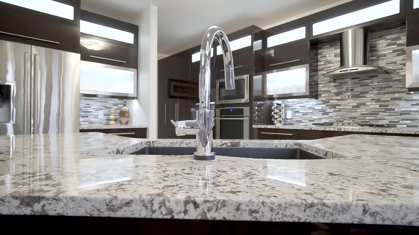 Beautiful white and black granite kitchen countertops