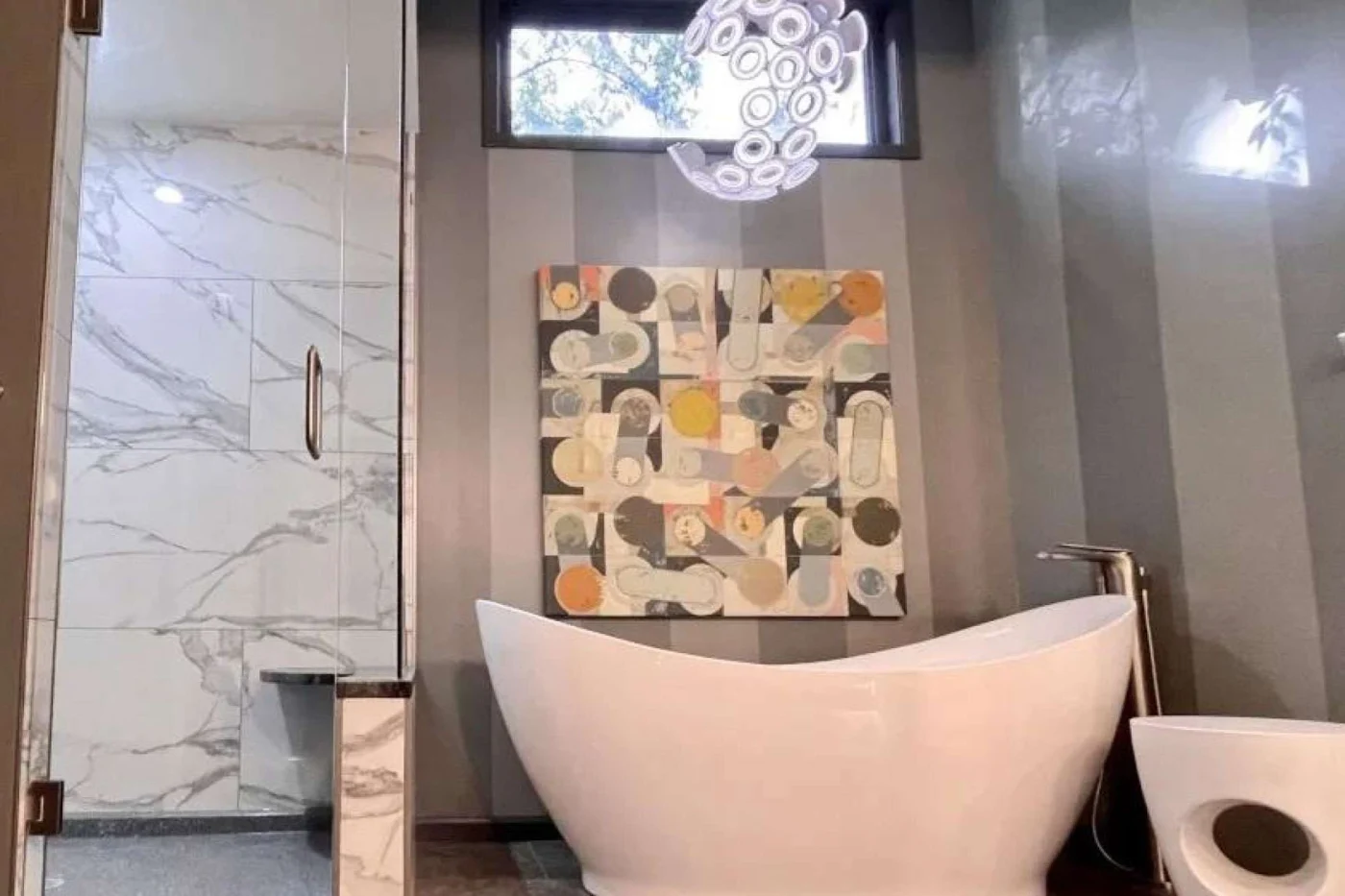 Bohemian primary bathroom remodel by Jericho Home Improvements